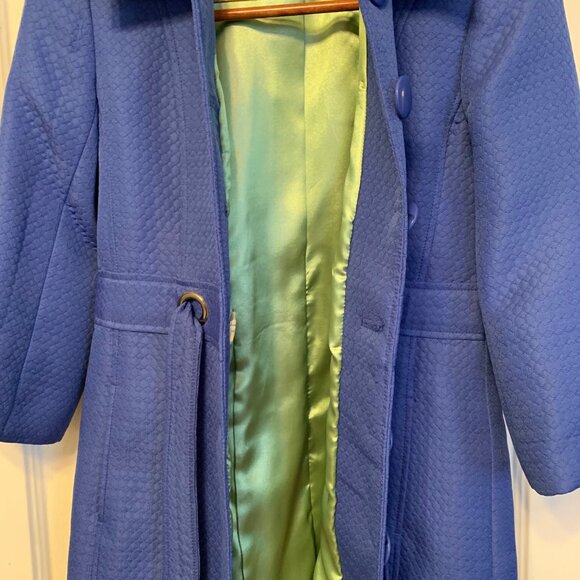Nine West Cobalt Blue HoneyComb Trench Lined Spring Coat - Picture 6 of 8